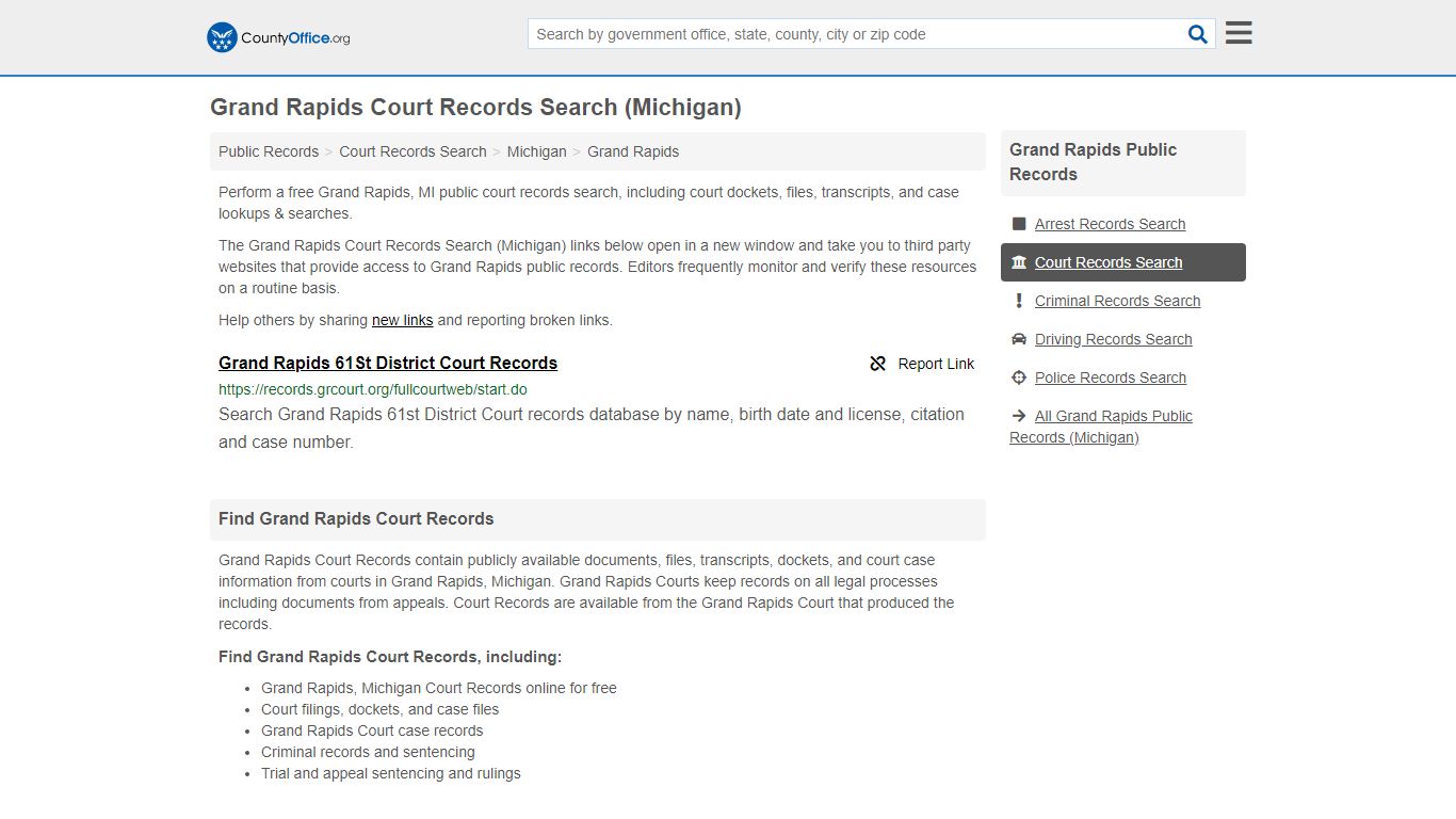 Grand Rapids Court Records Search (Michigan) - County Office